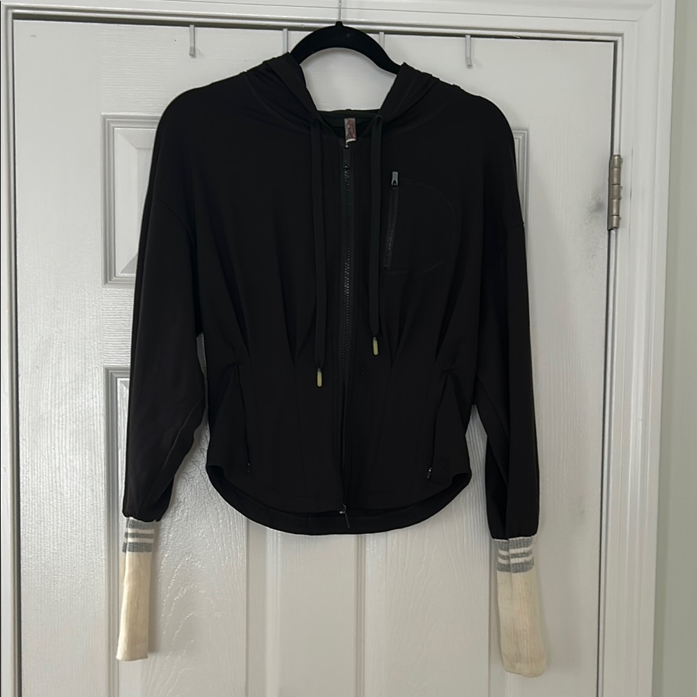 Black Hoodie with Cream Sleeves by Free Movement size M/M